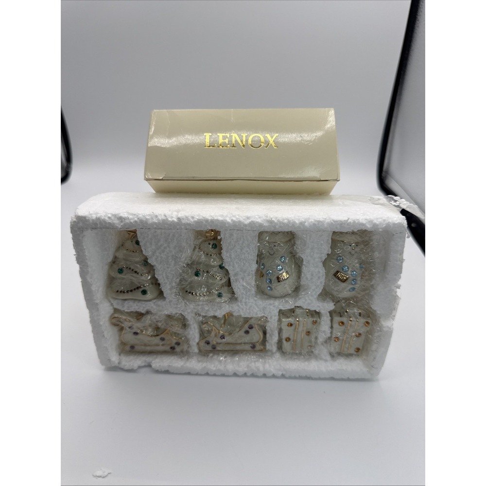 Lenox Christmas Jeweled Salt & Pepper Shakers Set of 4 New 2.5 Inches Tall